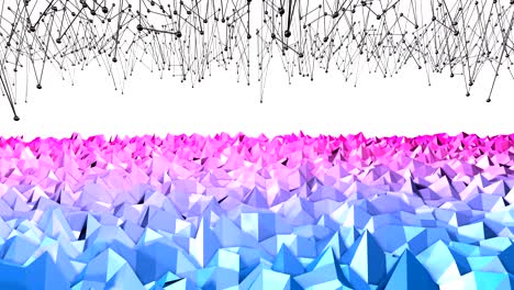 animación de fondo de baja poli 4k en bucle. animación 3d sin costuras en estilo moderno geométrico de baja poli con colores de gradiente. fondo creativo simple con cuadrícula. v 10 plano azul rojo con espacio de copia