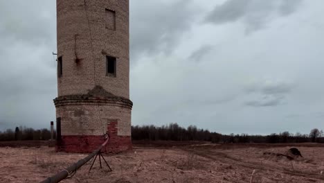 old abandoned brick water tower timelapse