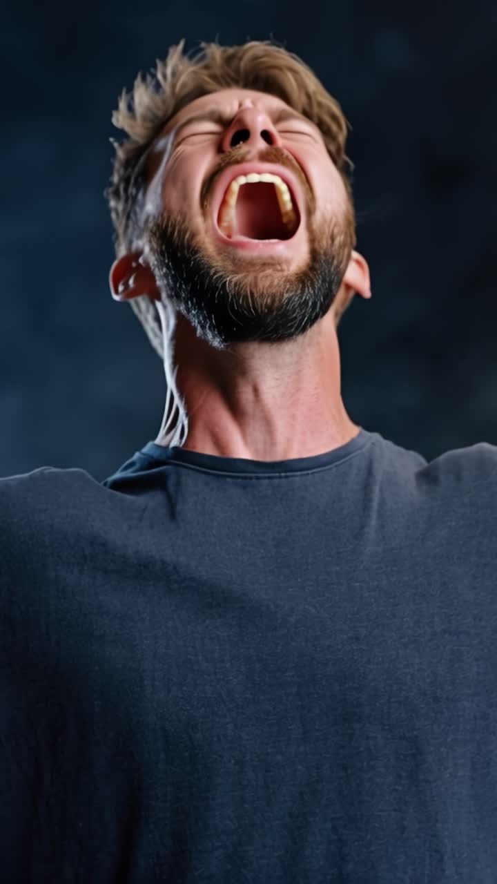 A Raw Emotional Journey: Capturing the Transformation from Anger to Calmness in Two Powerful Frames of a Man's Expressive Face