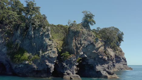 kayaking along scenic cliffs of whale island, new zealand travel destination