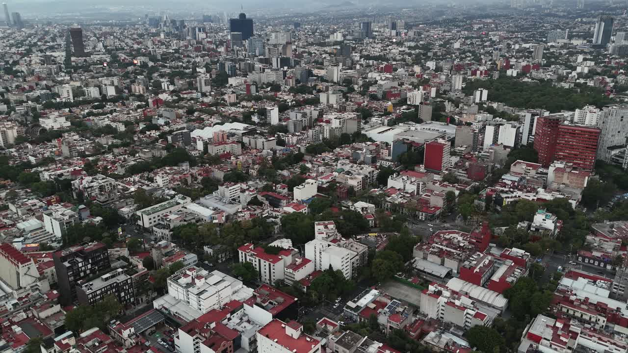 Mexico City's Roma neighborhood in drone view