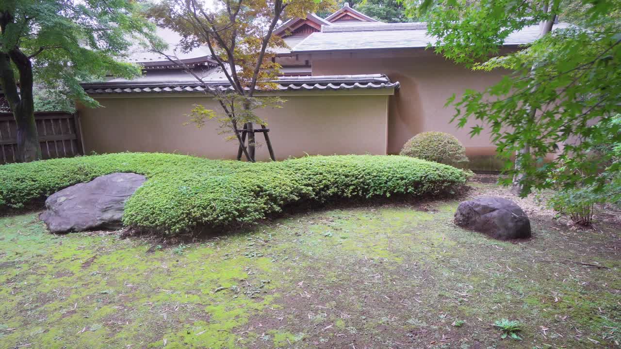 日本の寺院の庭園デザインは、植物の緑、石、苔を見事に融合させています