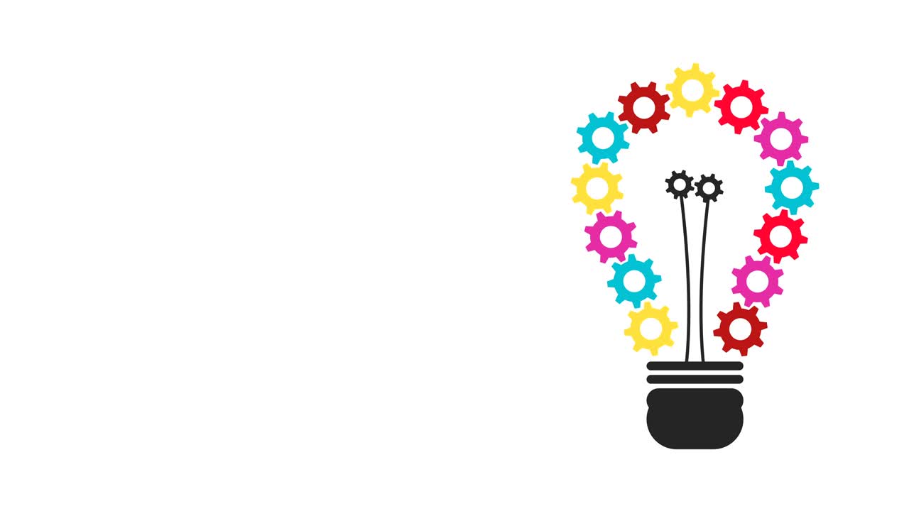 bombilla que tiene de engranajes coloridos hermosa.4k resolución gráfica de movimiento