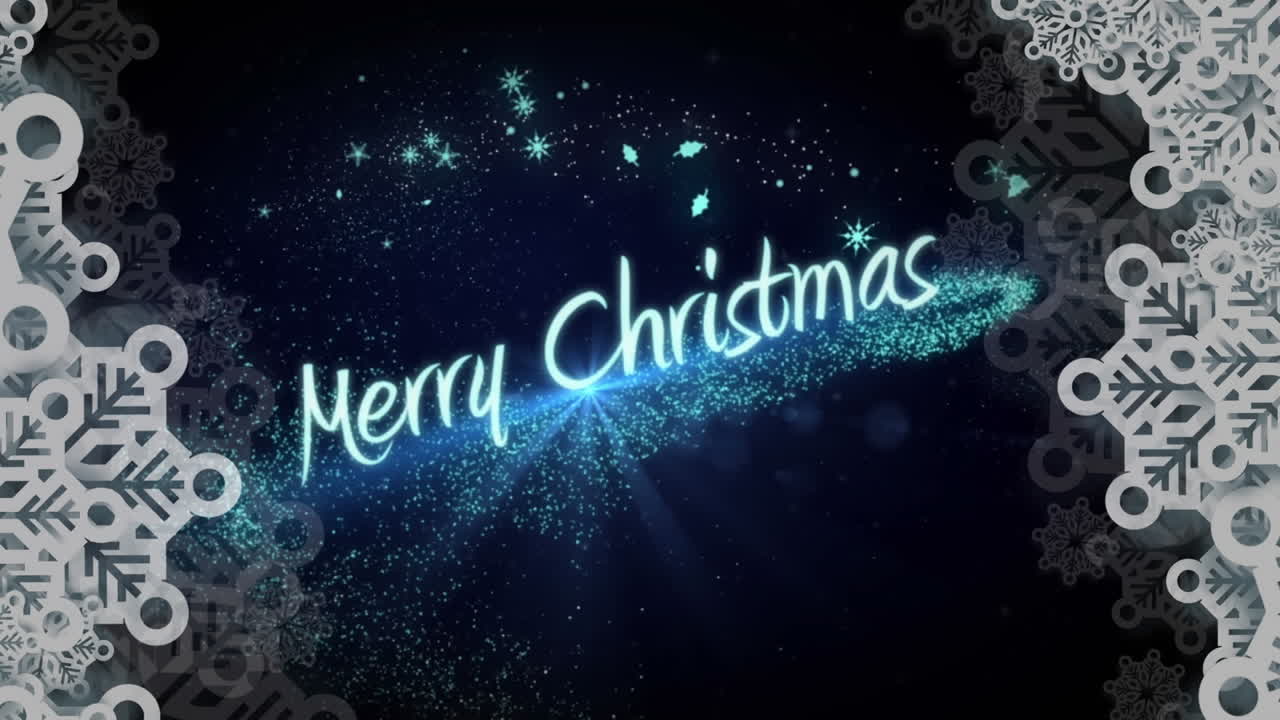 크리스마스 축하 문자 위에 내리는 눈의 애니메이션