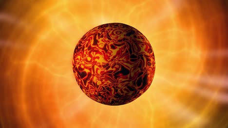 rotating hot planet on the background of the sun