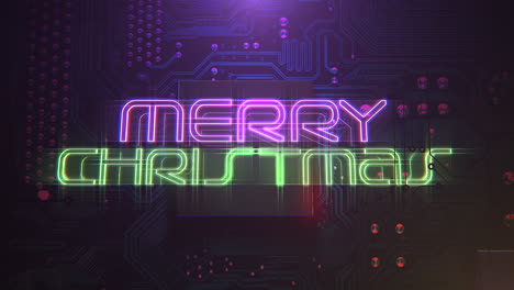 Animationstext-Frohe-Weihnachten-Und-Cyberpunk-Animationshintergrund-Mit-Computerchip-Und-Neonlichtern-1