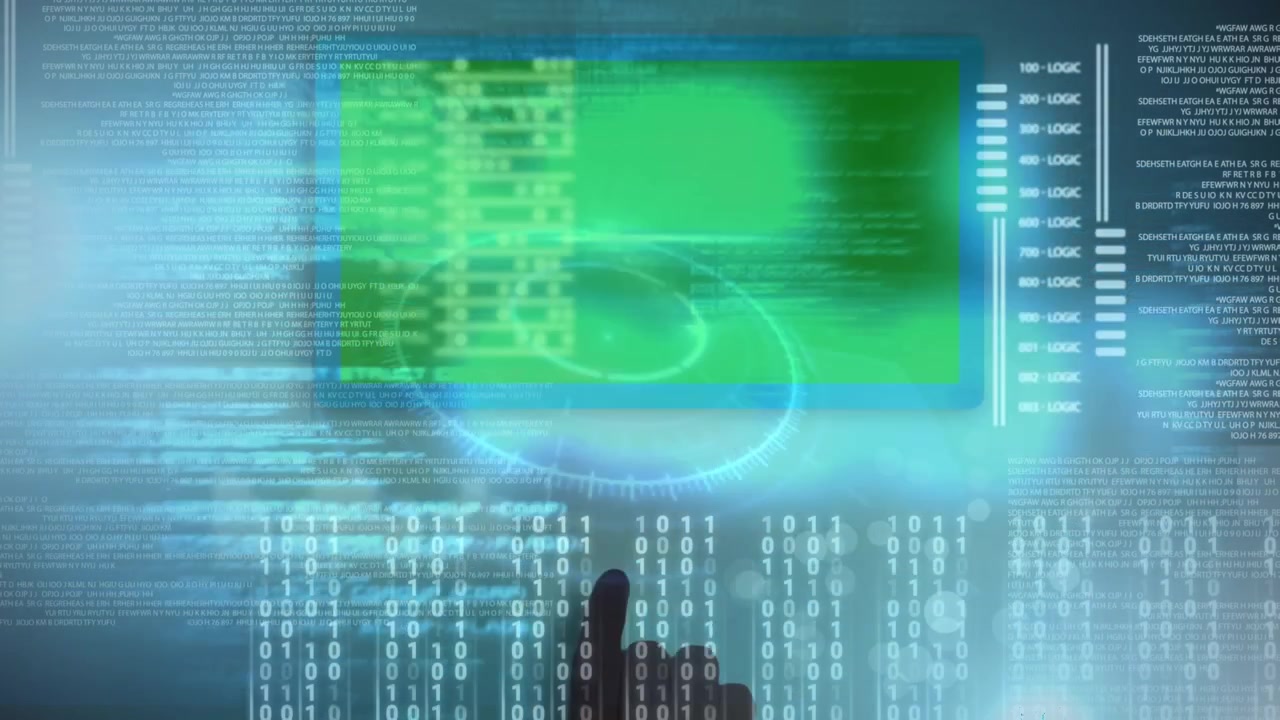 Animazione di elaborazione dati su sfondo verde con forma verde