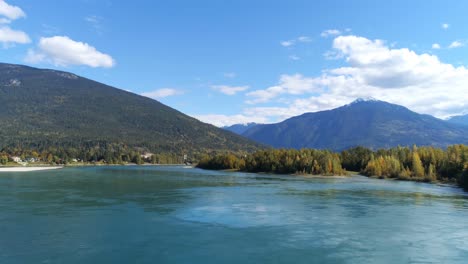 scenic mountain and river at countryside 4k