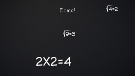 animación de fórmulas matemáticas que se mueven sobre un fondo negro