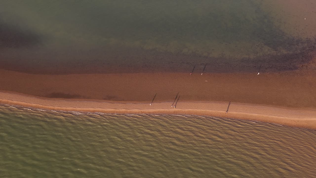 Whitstable Beach aerial, serene shoreline view at Kent, UK