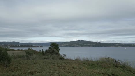 Drone view of coast in R&iacute;a de Betanzos, Galicia, Spain