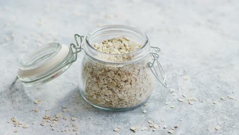 glass jar with raw oats