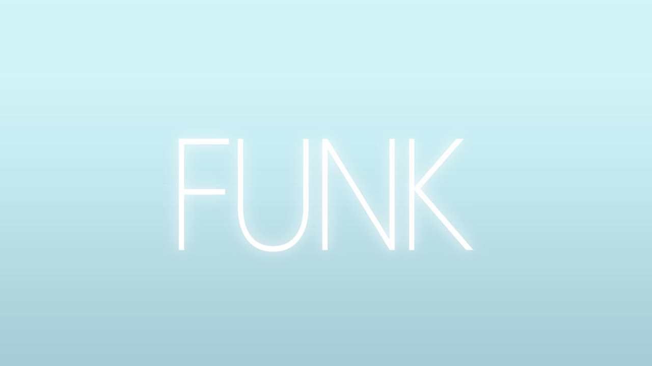 animación del texto funk sobre un fondo azul