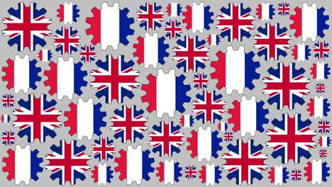 banderas británicas y francesas girando en el fondo