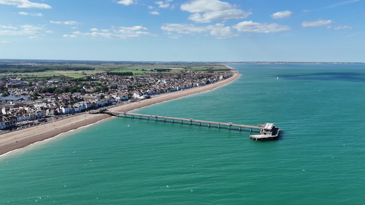 Deal in Kent UK seaside town establishing aerial shot