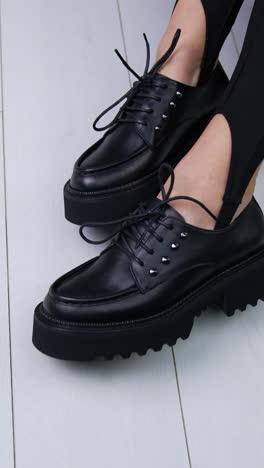 stylish black platform derby shoes