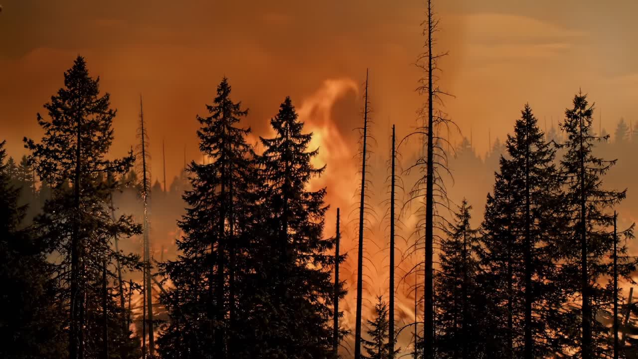A Dramatic Transformation: The Ravaging Power of Wildfire Captured in Two Frames, Showcasing Nature's Fiery Wrath Against Resilient Tree Line