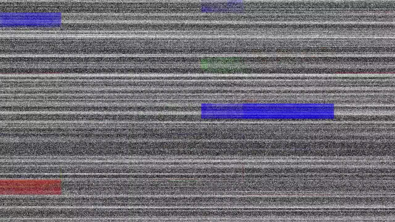 Animazione di interfaccia digitale su schermo con linee e glitch