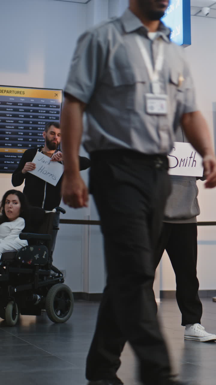 Man Holding Name Sign in Airport