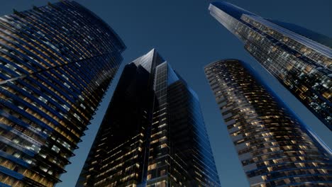 city skyscrapers at night