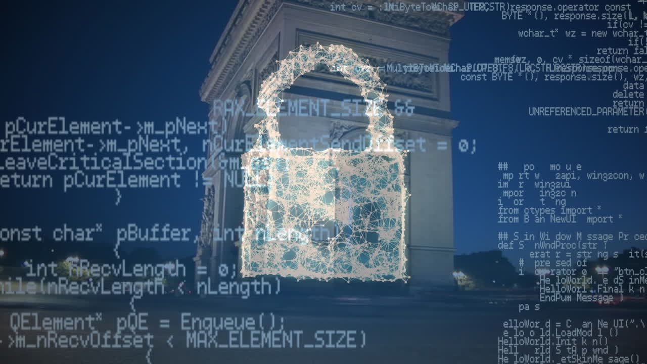 하늘 위의 데이터 처리 및  ⁇ 락 아이콘의 애니메이션 승리의 아치