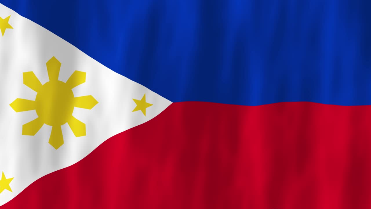 필리핀 국기 3d 애니메이션 3d 상징 디자인 바람에 흔들리는 움직임 국가 애국 세계 문화 블럼 배너 아시아 색 빨간색 파란색