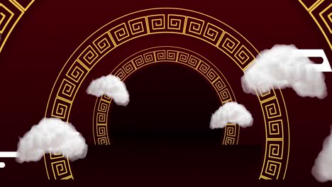 animación del patrón del año nuevo chino en fondo rojo