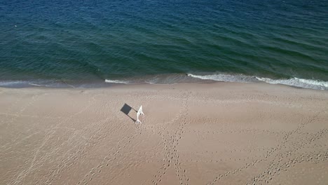 volando a la izquierda en una playa en la península de hel