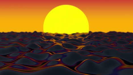puesta de sol y el mar. animación abstracta, renderizado en 3d.
