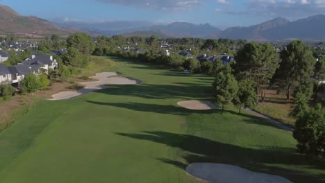 hd drone aerial landscape tracking shot of residential pearl valley golf estate in, western cape, south africa