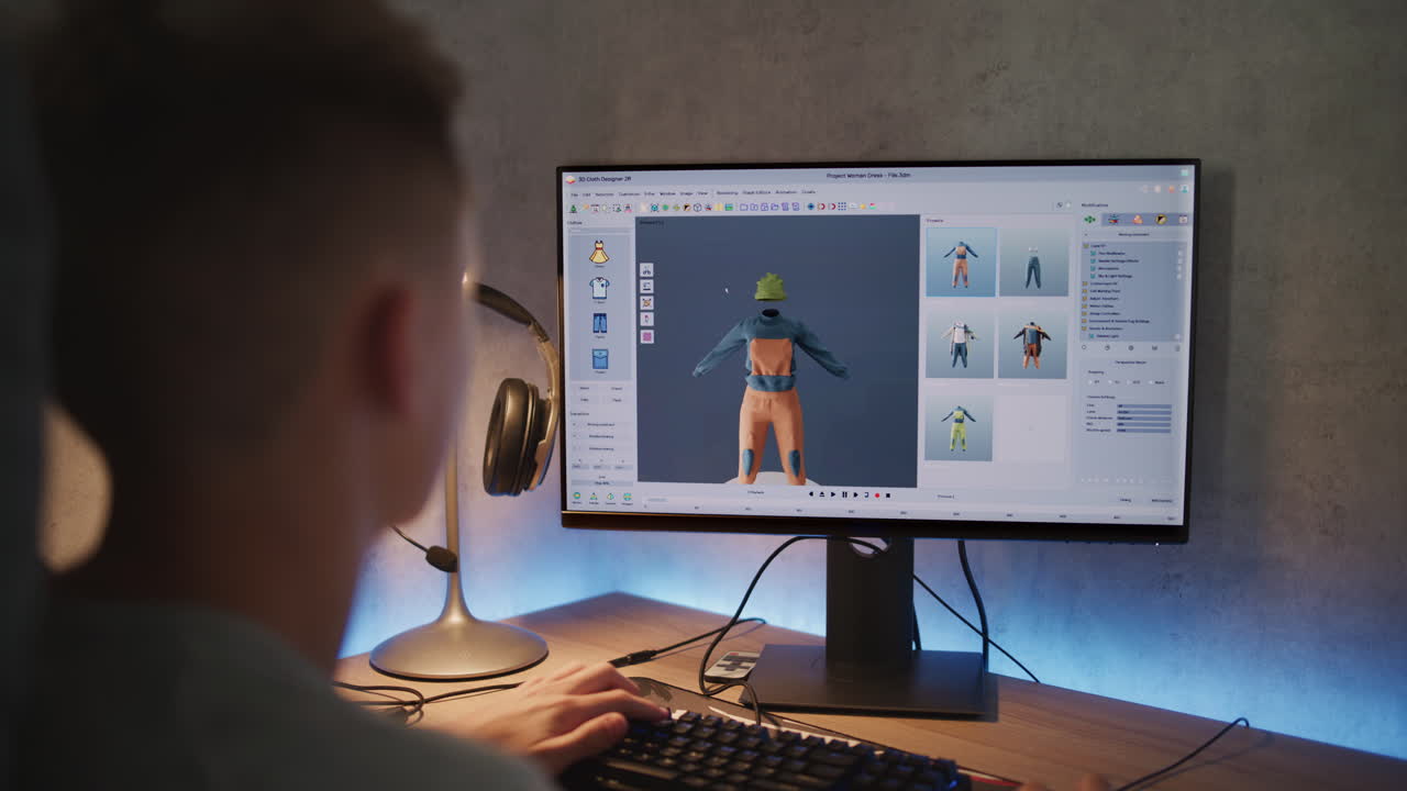 Person Working on 3D Clothing Design Software