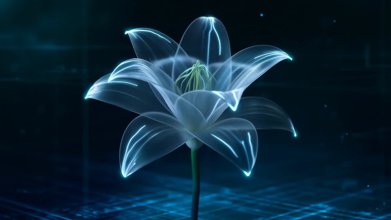 Ethereal Glowing Flower in a Digital Landscape
