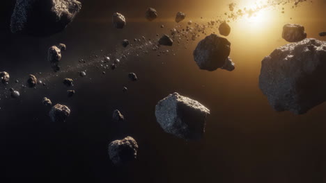 campo de asteroides en el espacio