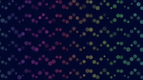 neon rainbow abstract dots pattern in waves on black gradient