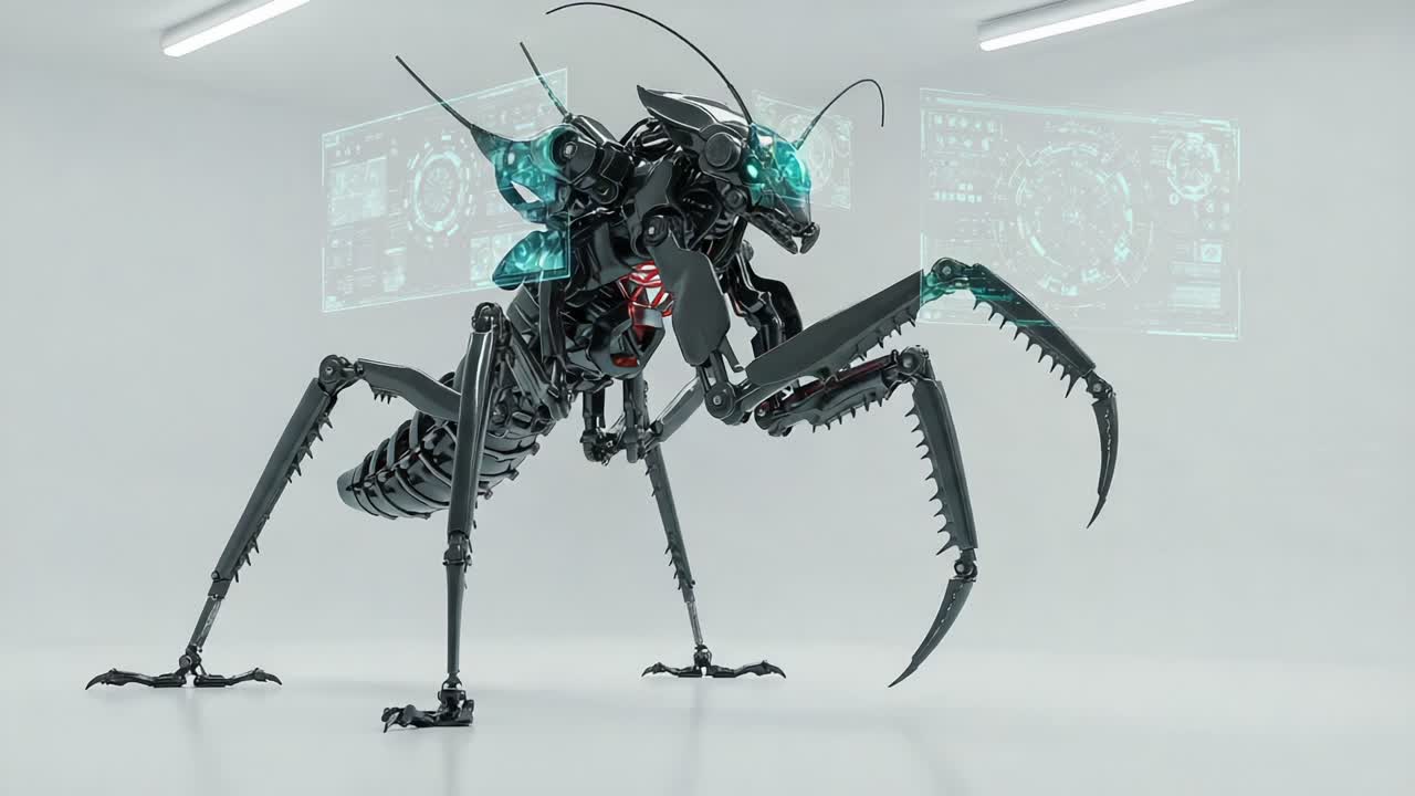 Futuristic Cybernetic Insect: A Stunning Look at a Robotic Creature Combining Technology and Nature in an Immaculate Digital Environment