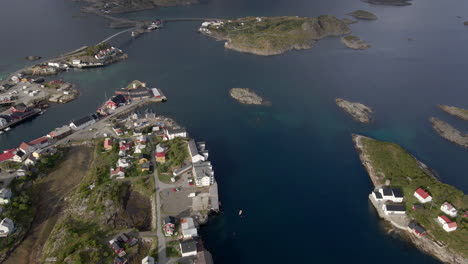 From-a-small-village-to-dramatic-mountain-landscape-in-Lofoten,-Norway