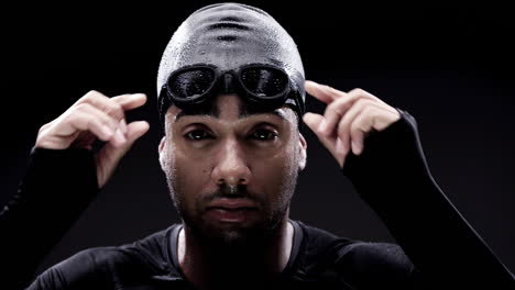 man getting ready to swim