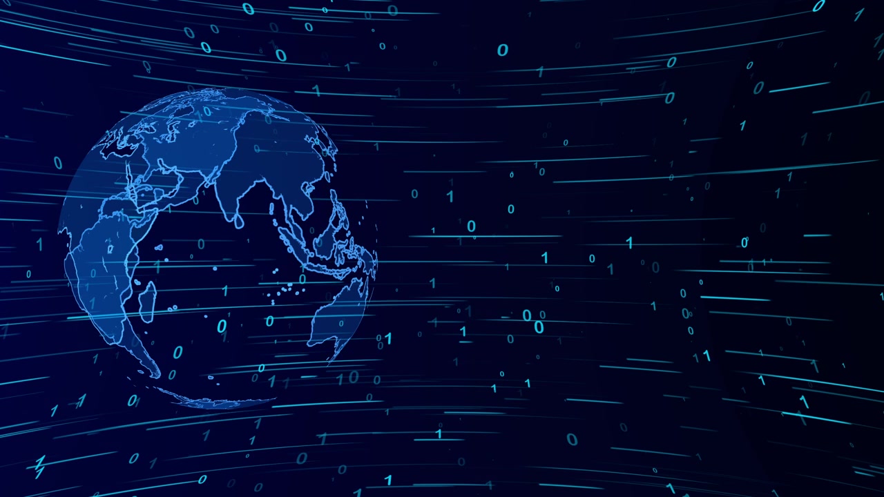 Digital Globe with Streaming Binary Data Flow