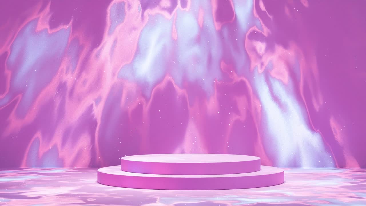 exhibición de producto para venta de comercio electrónico descuento con fondo líquido animación de renderización 3d desencadenante psicodélico rojo rosa púrpura