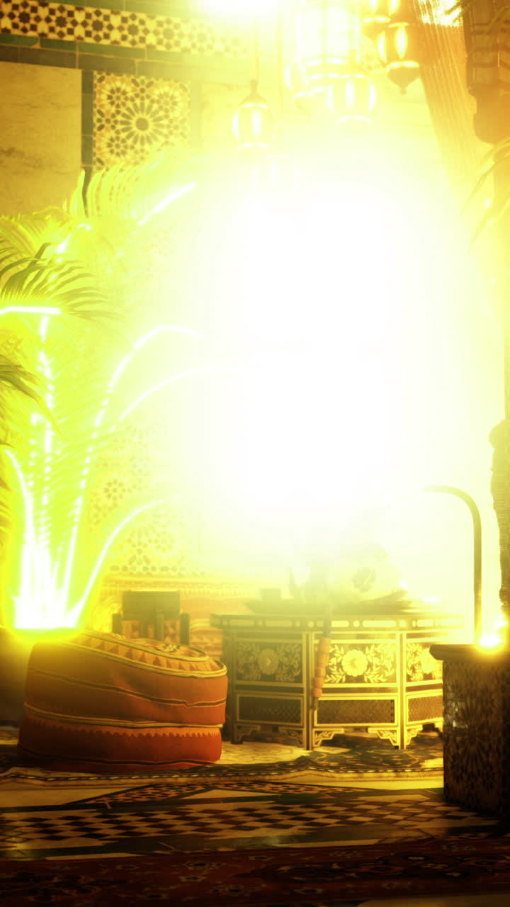 Bright light illuminating a richly decorated indoor space with plants