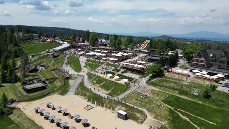 aerial shot of upper station of gubalowka funicular railway, zakopane, poland