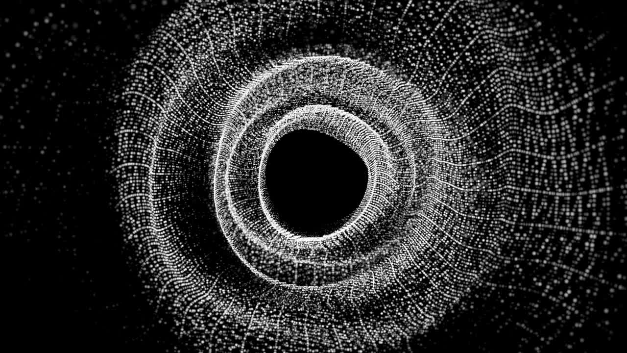 Abstract background with particles tunnel. Seamless loop