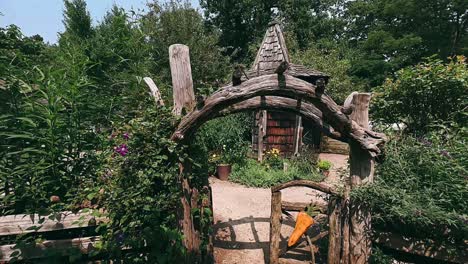 rustic wooden garden archway