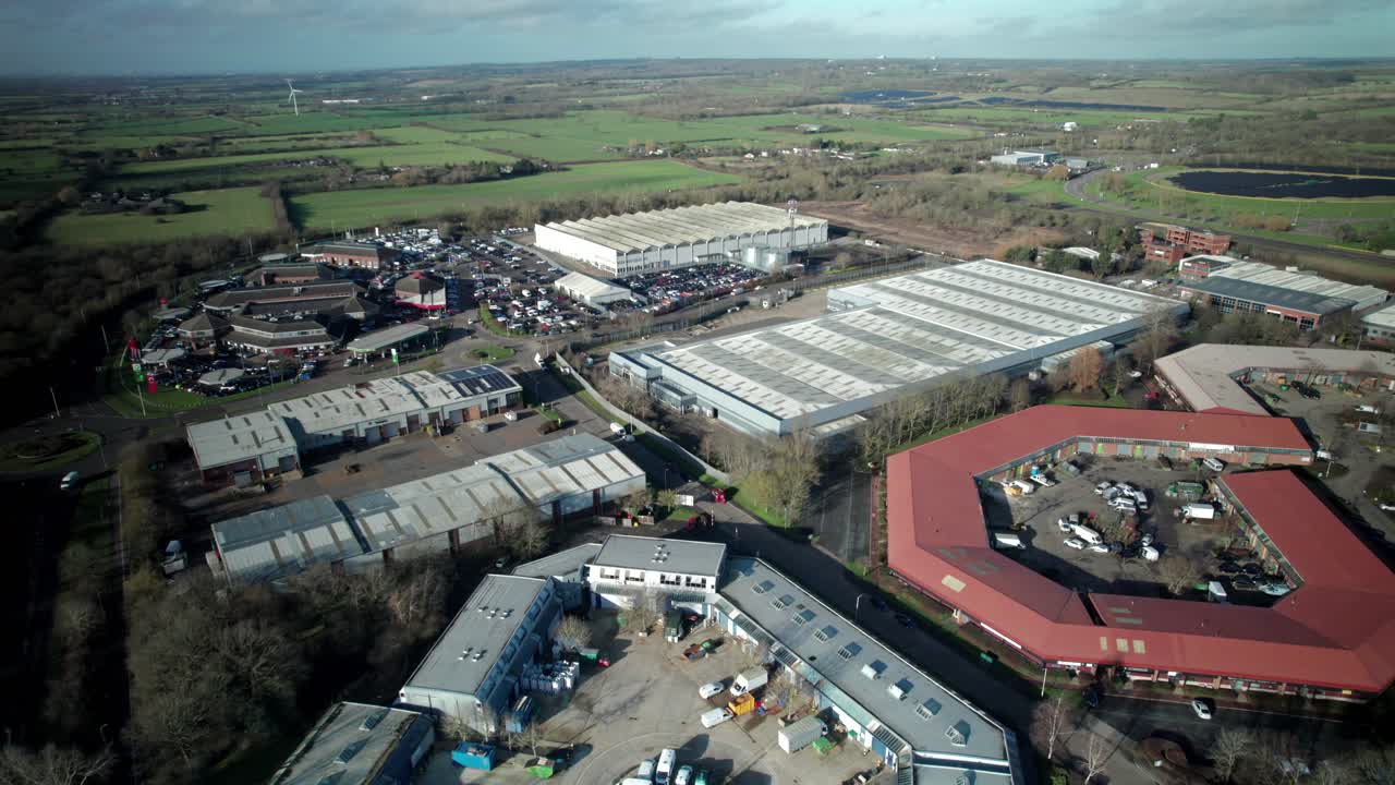 Aerial Drone View Of Industrial Area In Basildon Essex
