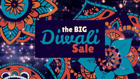 signo de venta de diwali contra el patrón floral y el fondo iluminado 4k