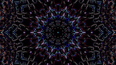 abstract lines colorful light shining round shape in center, black background