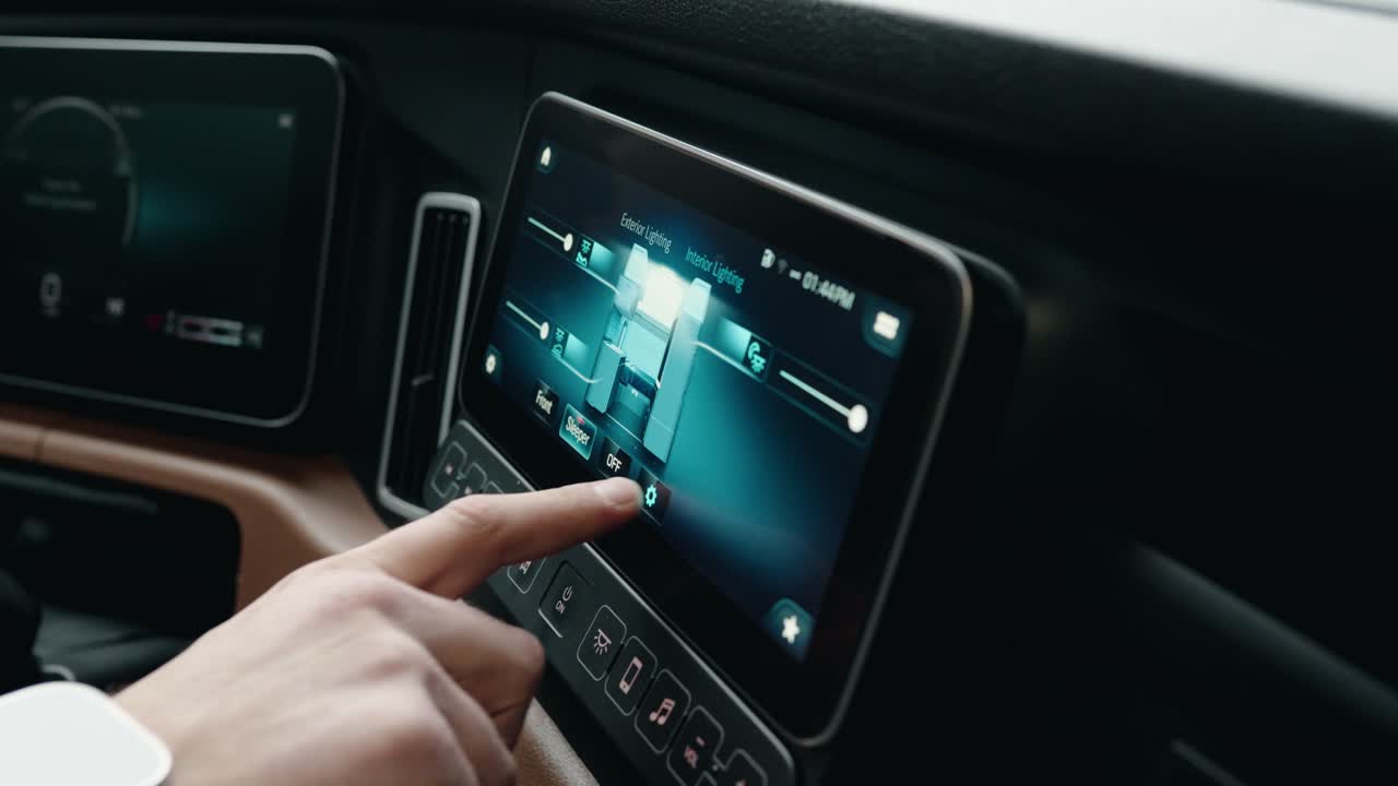 2023년 운임선 카스카디아 볼보의 대시보드 화면에서 트럭 운전사 재생