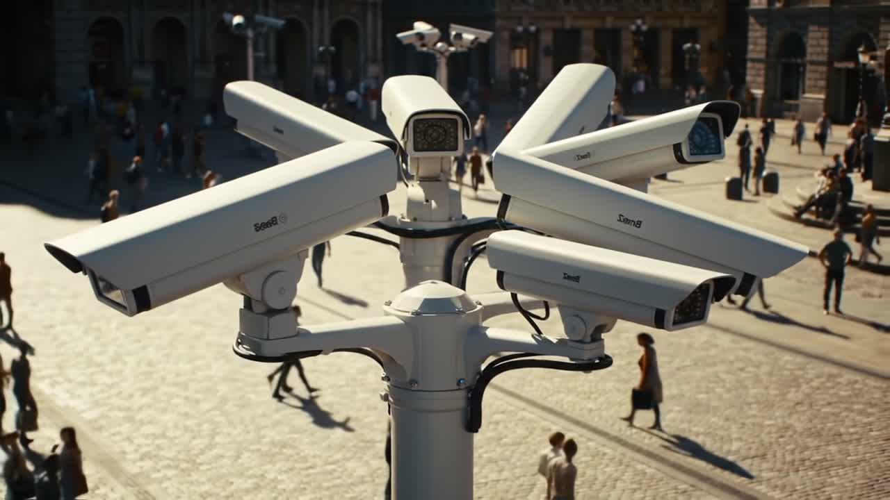 Surveillance in Urban Spaces: A Close Look at High-Tech Security Cameras Monitoring Public Areas, Enhancing Safety and Improving Crime Prevention Efforts and Urban Awareness