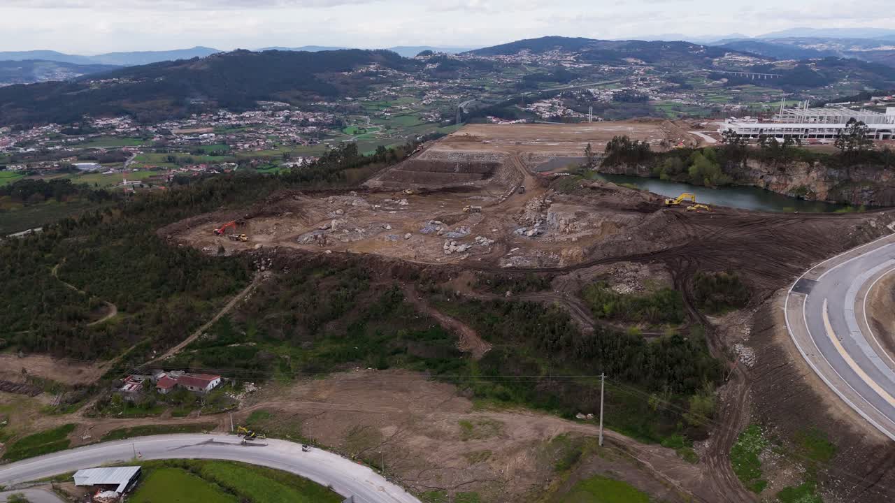 Aerial - construction of industrial zone in Revinhade Felgueiras Portugal