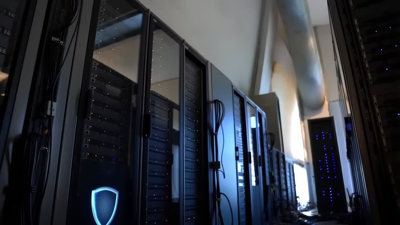 Server Room with Racks and Cables